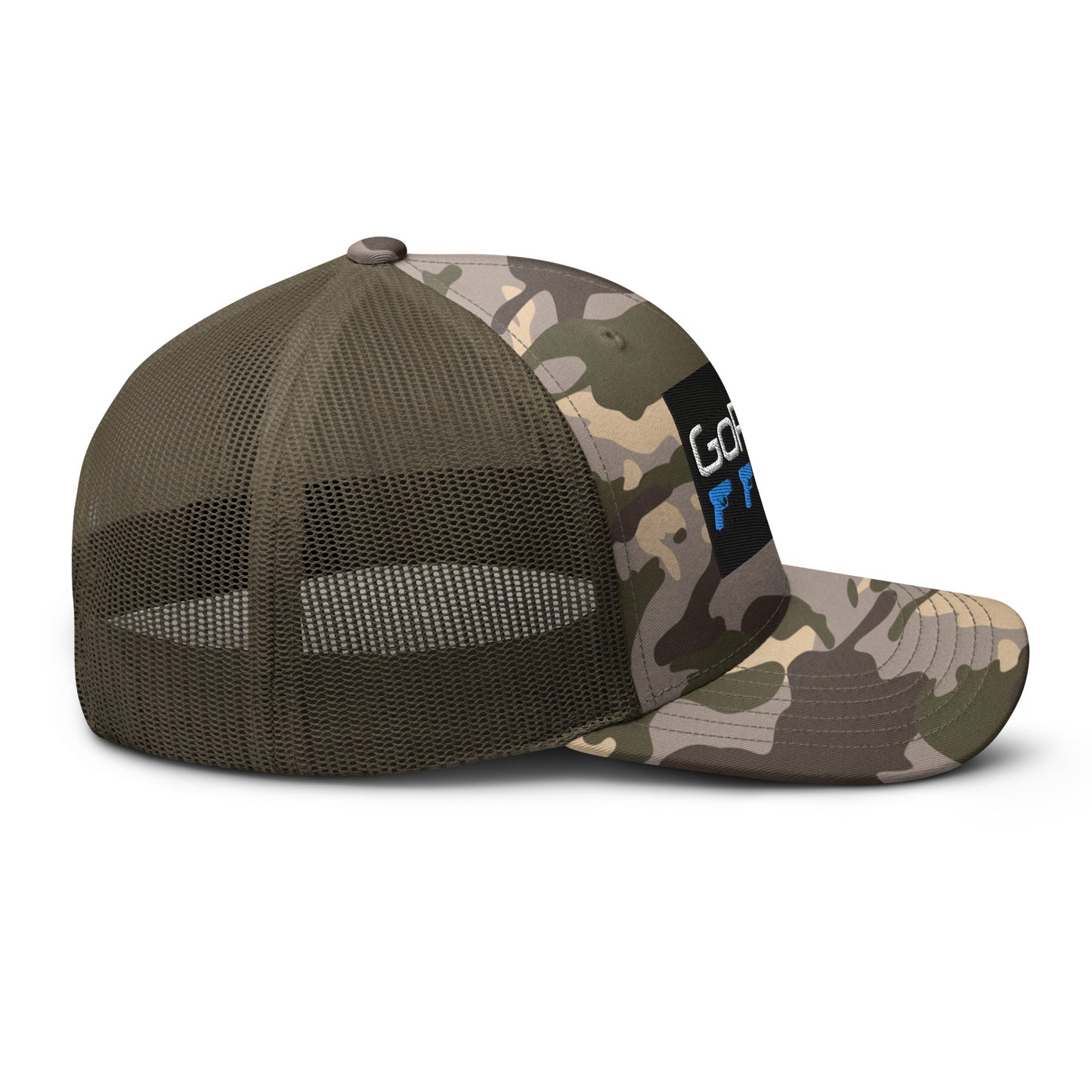 Go Pew Pistols Camouflage trucker hat