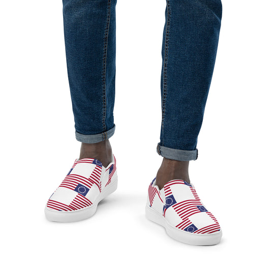 Betsy Ross Flag Men’s slip-on canvas shoes