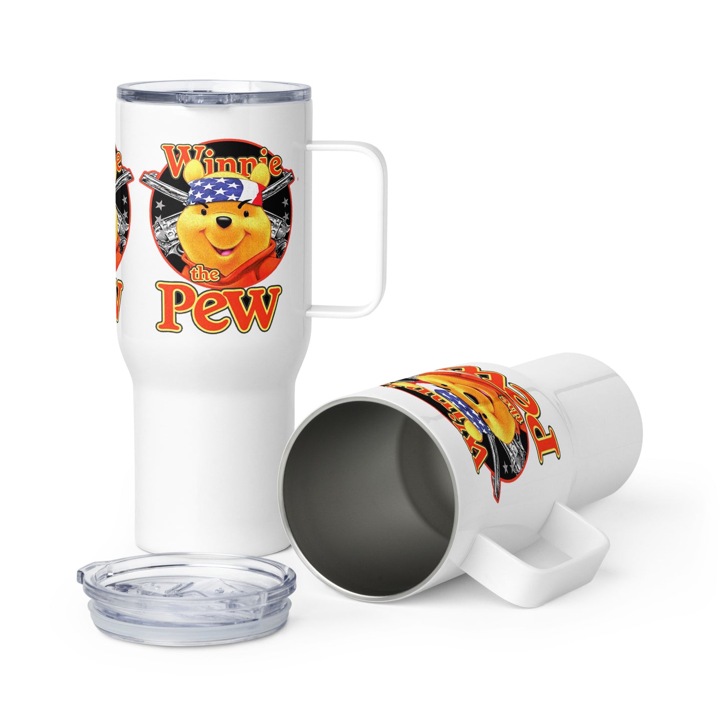 Winnie The Pew Travel mug with a handle