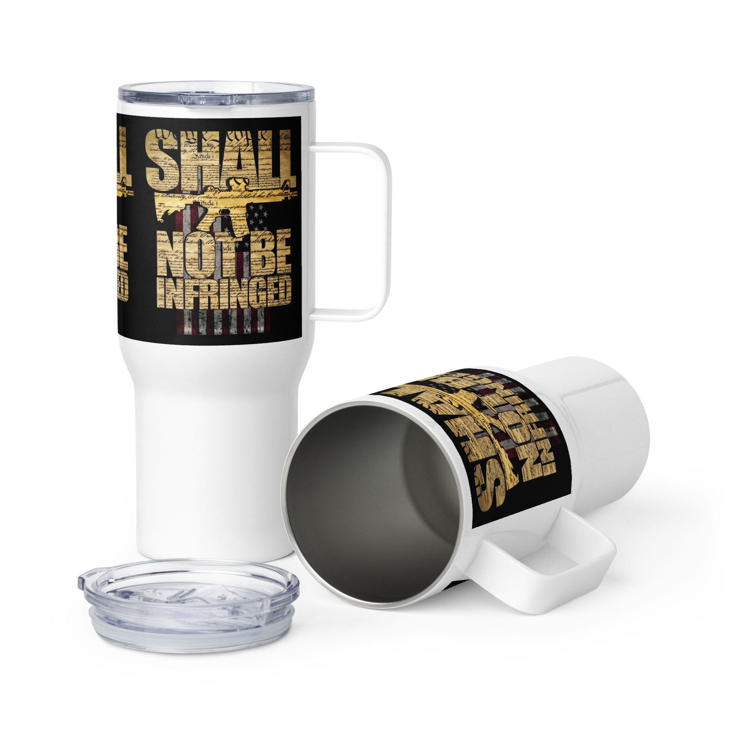 Shall Not Be Infringed- Parchment Travel mug with a handle