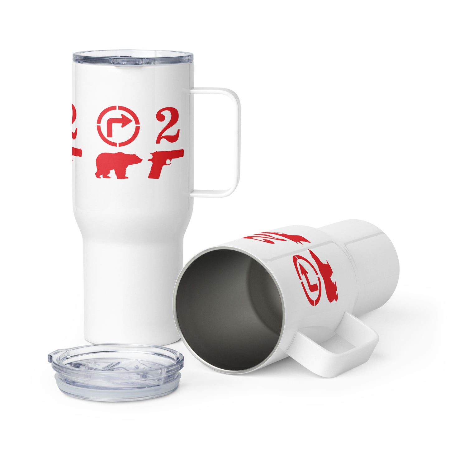 Right To Bear Arm Travel mug with a handle