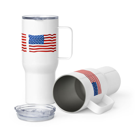 American Flag Travel mug with a handle