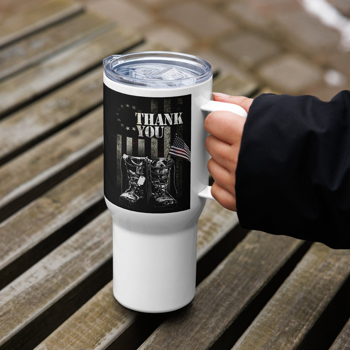 Thank You Veterans Travel mug with a handle