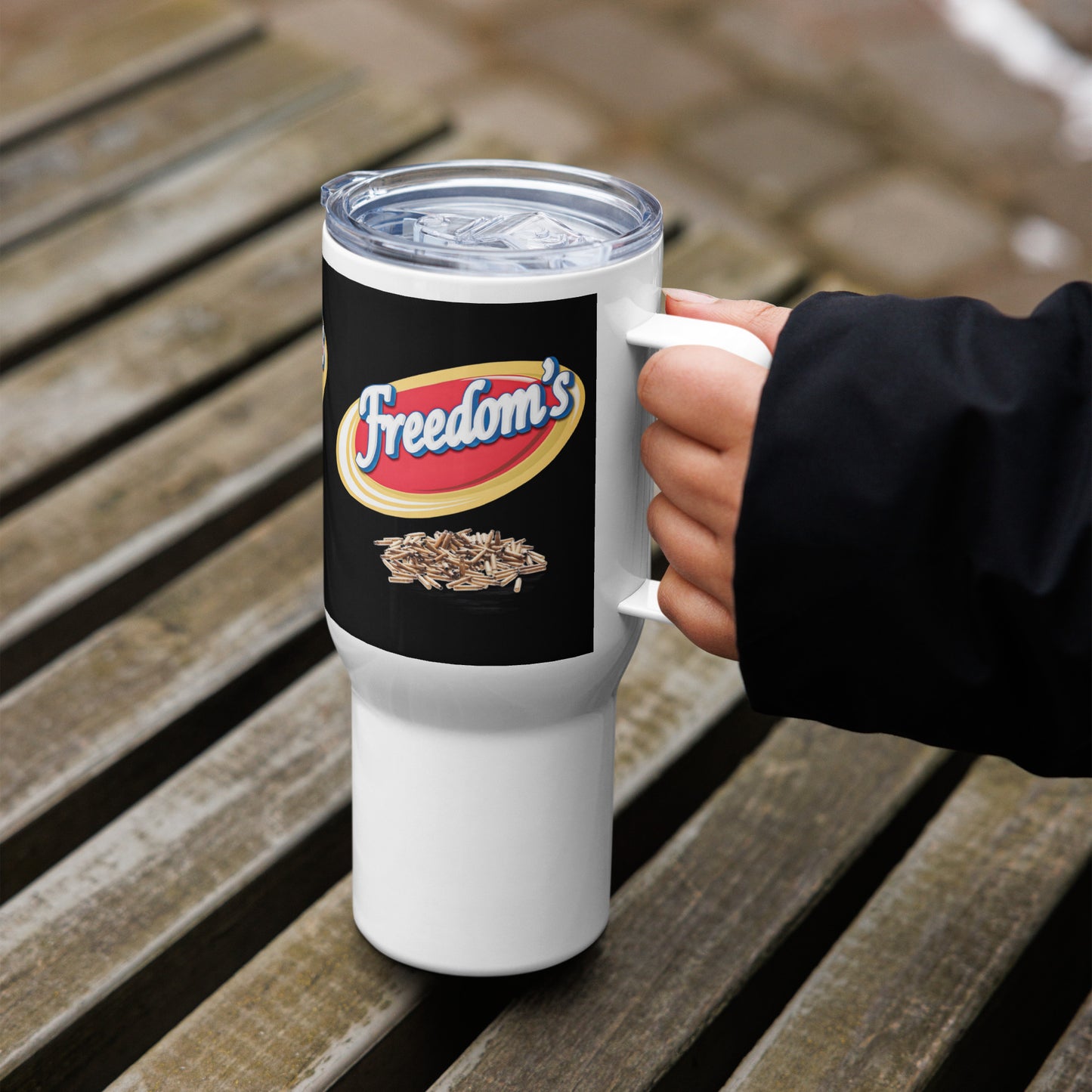 Freedom’s Travel mug with a handle