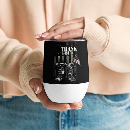 Thank You Veterans Wine tumbler