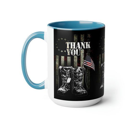 Thank You Veterans Two-Tone Coffee Mugs, 15oz