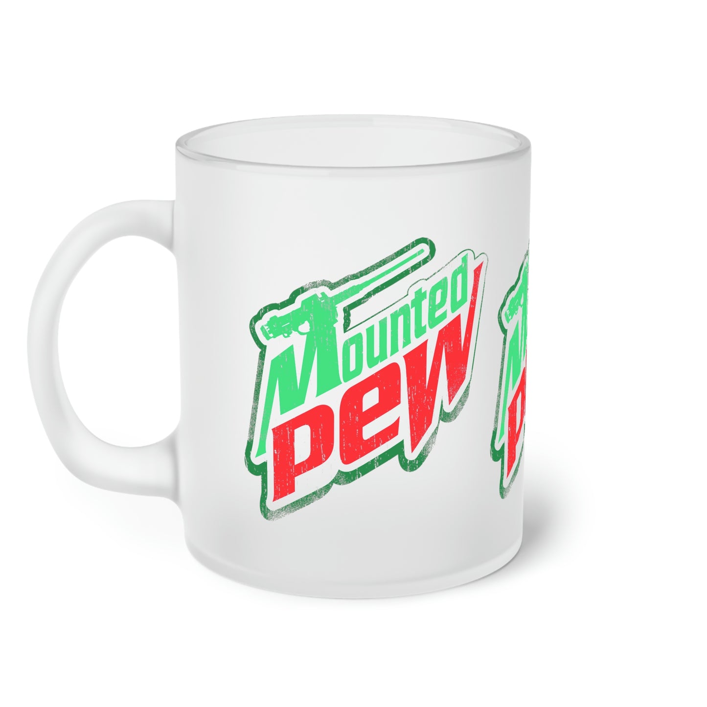 Mounted Pew Frosted Glass Mug