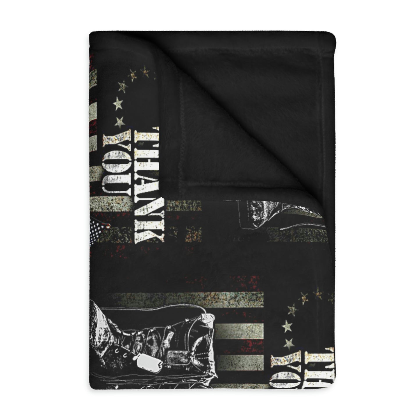 Thank You Veterans Velveteen Minky Blanket (Two-sided print)